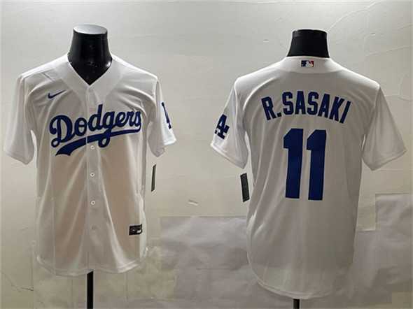 Men%27s Los Angeles Dodgers #11 Roki Sasaki White Cool Base Stitched Jersey->los angeles dodgers->MLB Jersey